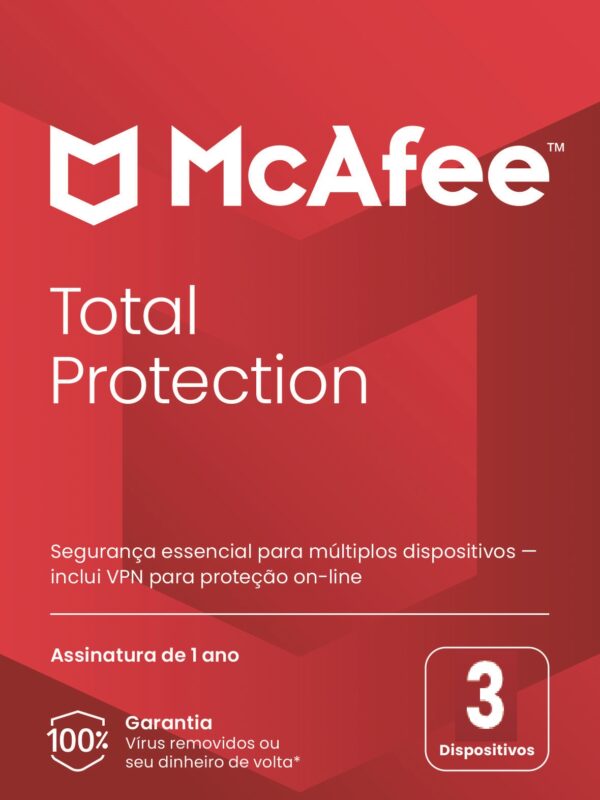 Mcafee Total Protection para 3 Dispositivos Assinatura 1 Ano